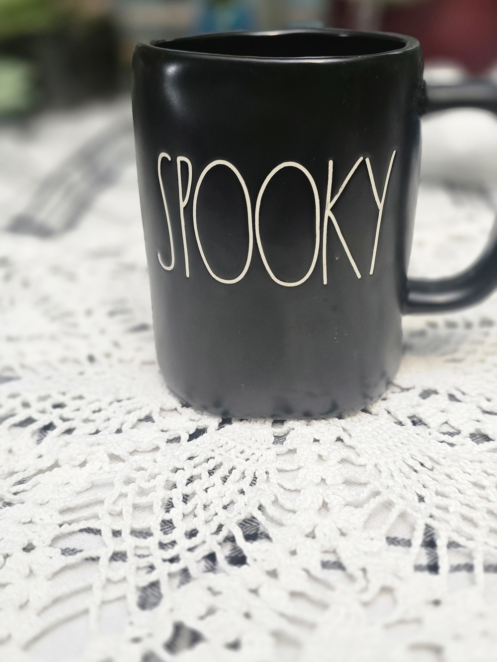 Rae Dunn Black "Spooky" Ceramic Mug - Halloween Coffee Cup